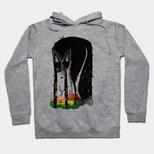 Black Wolf and Campfire in the Dark Hoodie